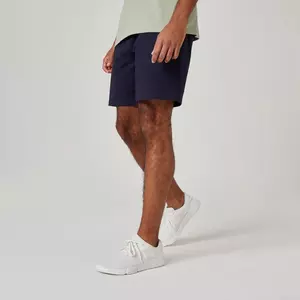 Men's Straight-Cut Cotton Fitness Shorts Essentials With Pocket - Blue/Black