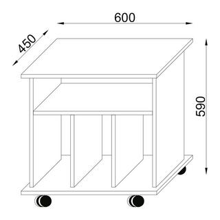VCM Holz Media-Regal | Regal mit Rollen | Maße: H. 59 x B. 60 x T. 45 cm - Retal  
