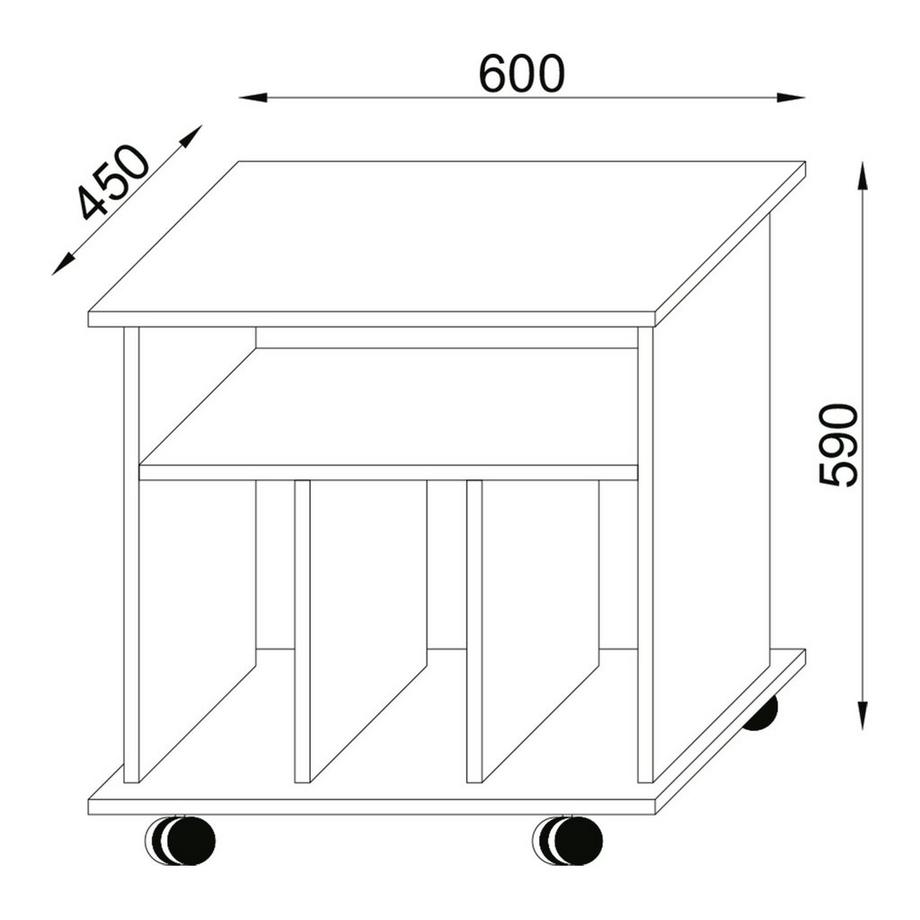 VCM Holz Media-Regal | Regal mit Rollen | Maße: H. 59 x B. 60 x T. 45 cm - Retal  