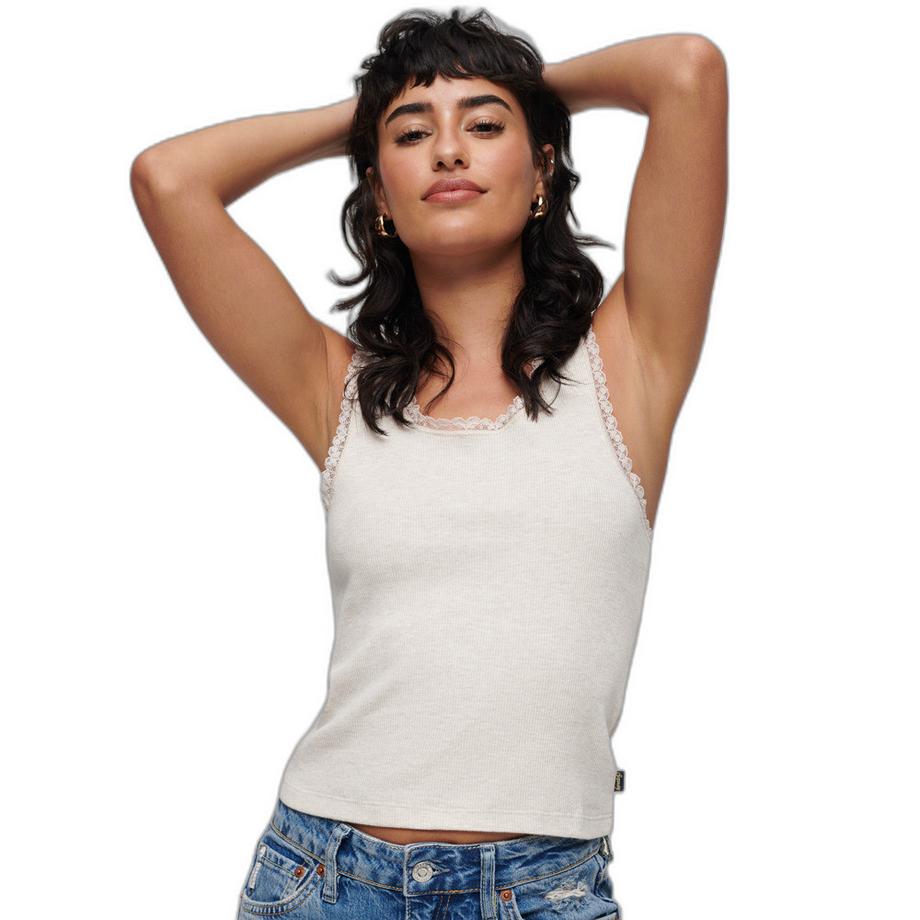 Superdry Vintage Bio-Baumwolle Tanktop mit Spitzeneinfassung  