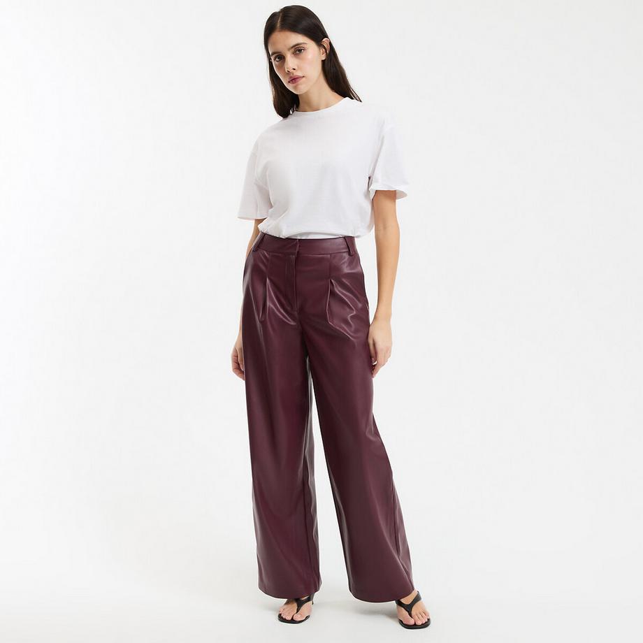 La Redoute Collections Pantalon large à pinces en simili  