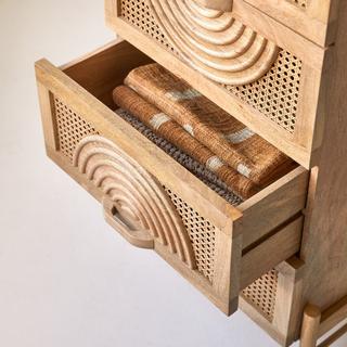 Tikamoon Cassettiera in legno di mango massello e rattan Sina  