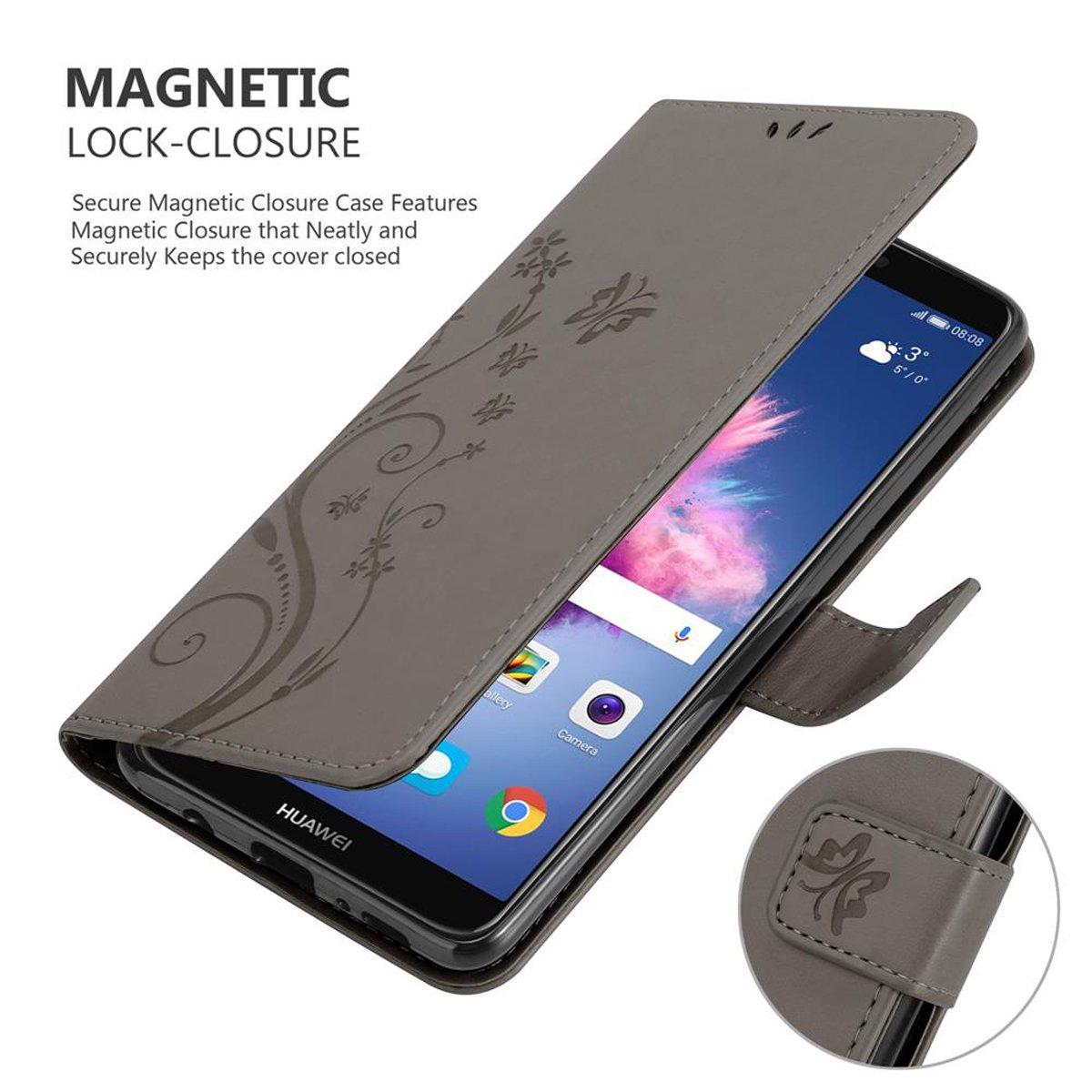 Cadorabo  Hülle für Huawei P SMART 2018  Enjoy 7S Blumen Design Magnetverschluss 