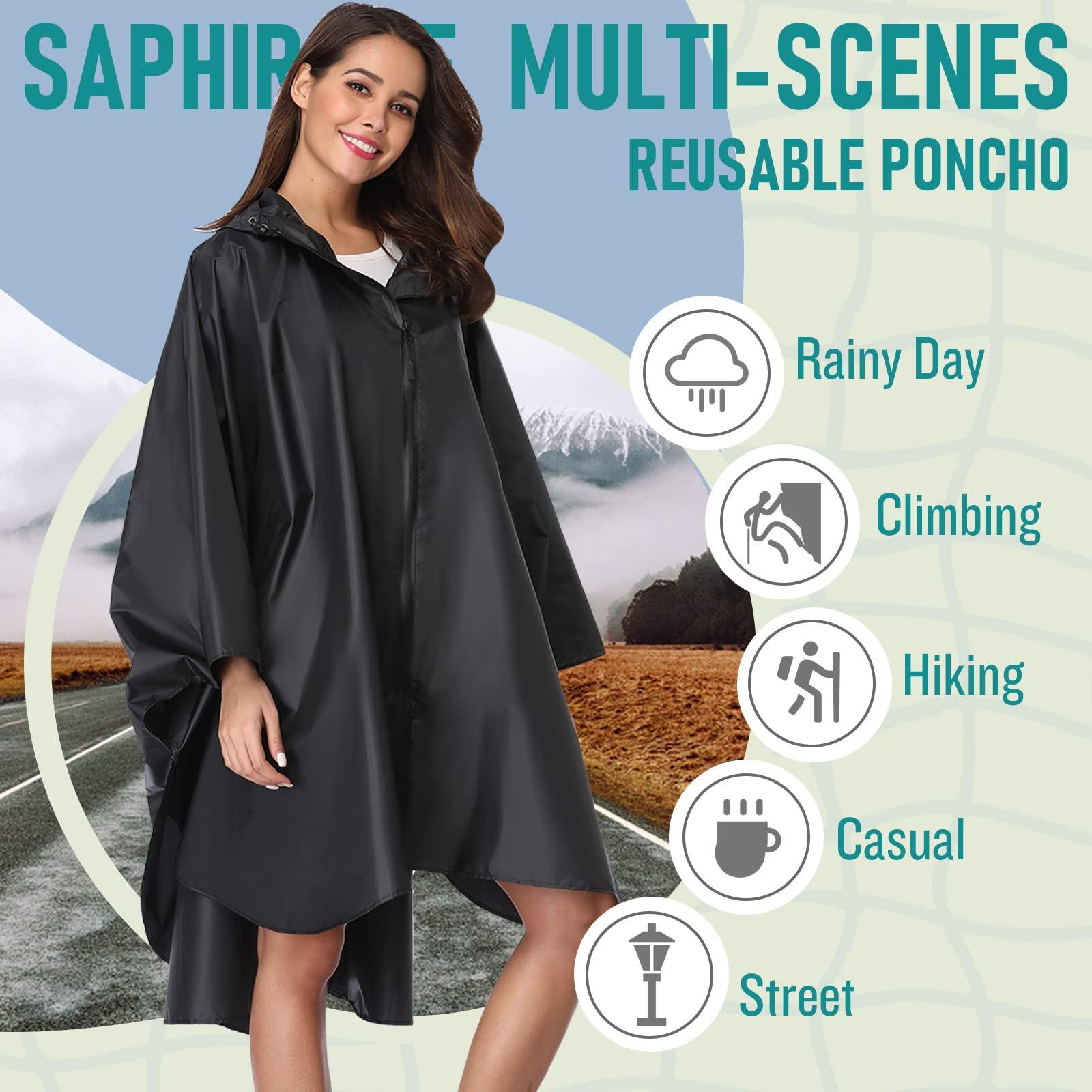 Alopini Cape de Pluie à Capuche avec Fermeture Éclair Imperméable Réutilisable  