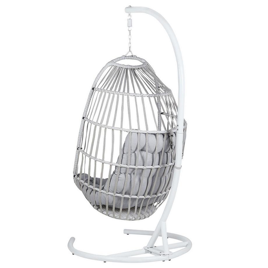 Beliani Poltrona sospesa con supporto da pavimento en Tessuto Boho SESIA  