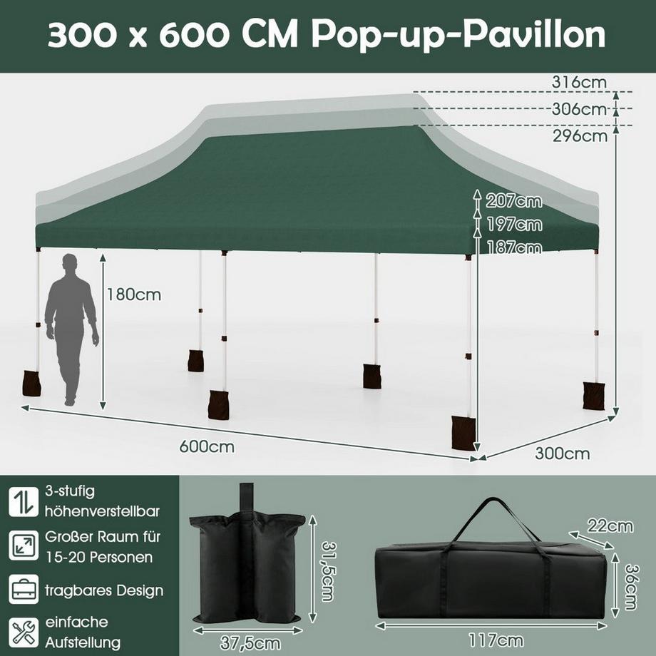Pop-Up-Überdachungszelt, verstellbar