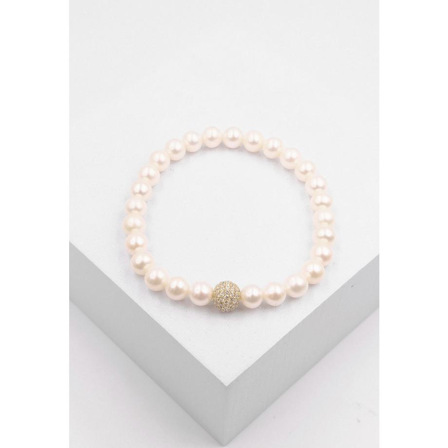 MUAU Schmuck  Armband 925 Süsswasserperle Zirkonia 