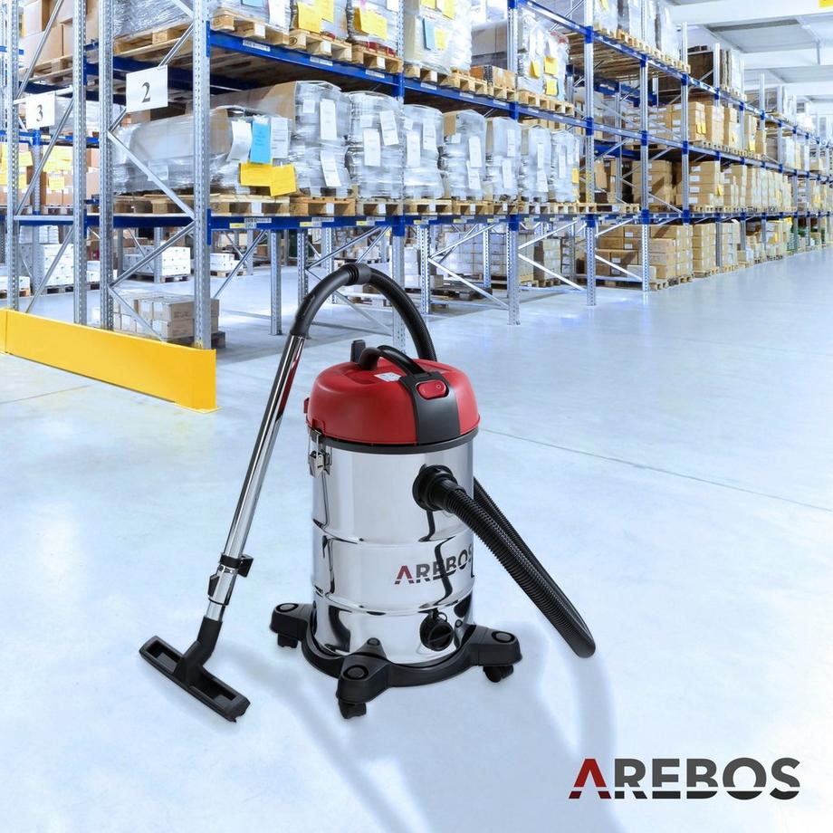 Arebos Aspirapolvere industriale per pulizia a umido e a secco 4in1 Volume 30L  