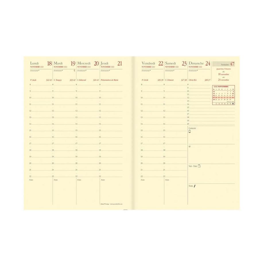 Ricambio Agenda - 2025 - Affari Prestige - Settimana Planning - Francese - 13 mesi da dicembre a dicembre - 10x15 cm
