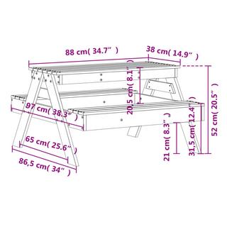 VidaXL Table de pique-nique bois de pin  