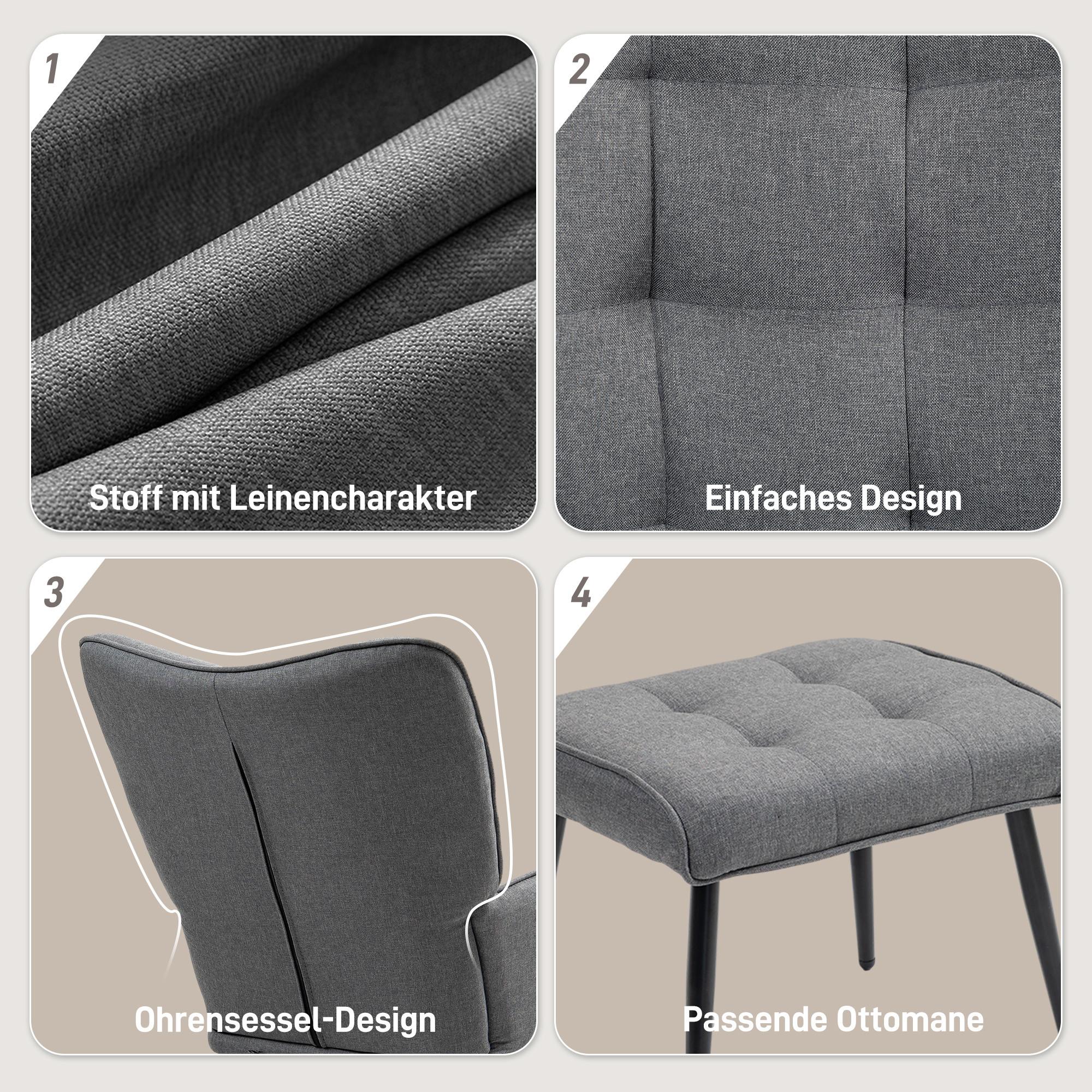 HOMCOM Schaukelstuhl mit Hocker  