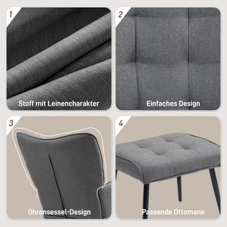 HOMCOM Schaukelstuhl mit Hocker  