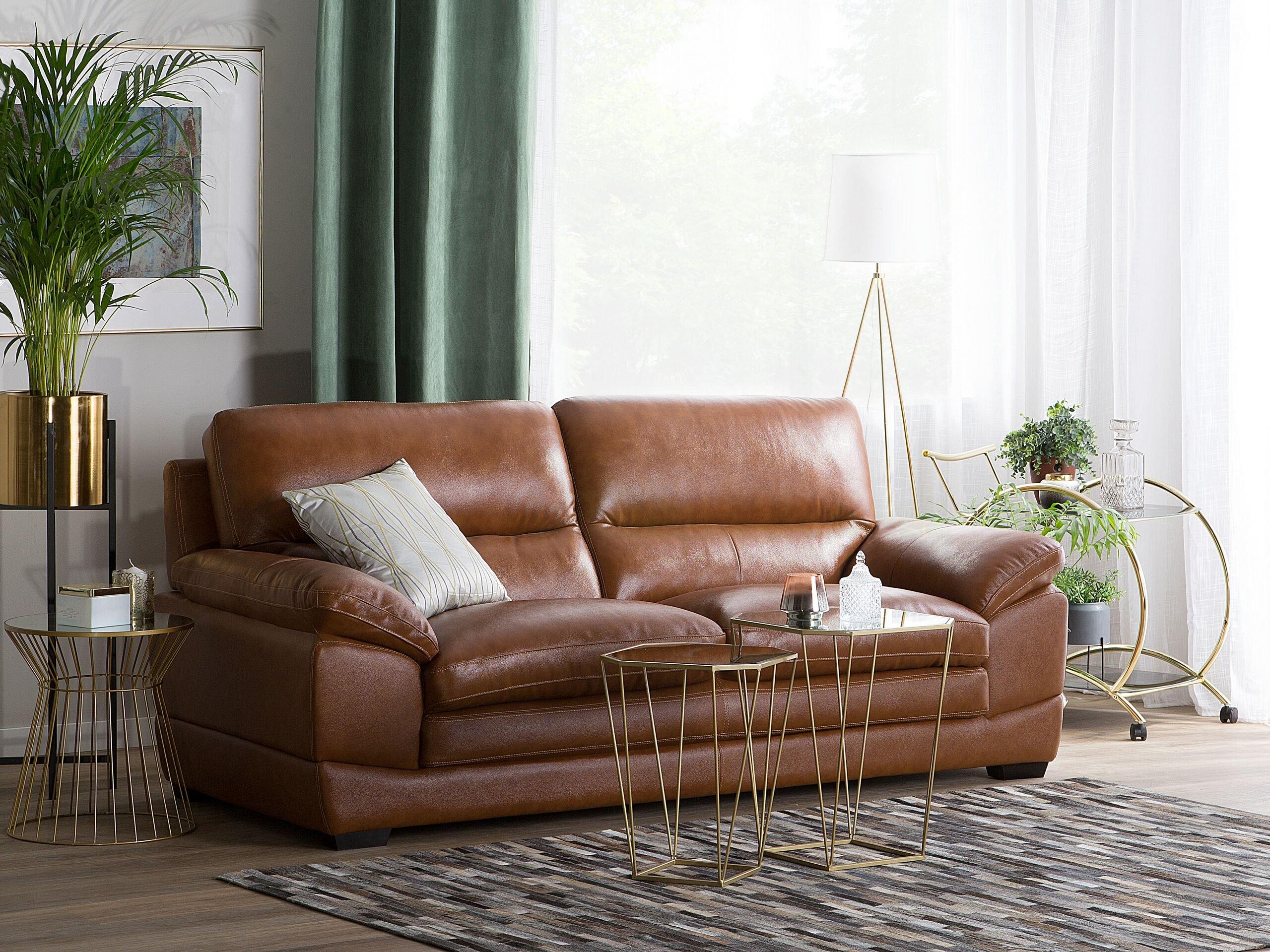 Beliani 3 Sitzer Sofa aus Echtleder Industriell HORTEN  