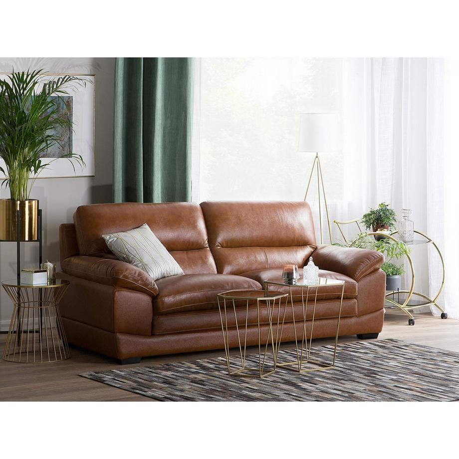Beliani 3 Sitzer Sofa aus Echtleder Retro HORTEN  