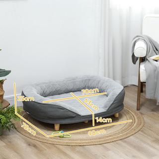 Northio  Divano per cani Divano per animali domestici con schienale e gambe in legno Fodera lavabile per cani di taglia media sotto i 25 kg Grigio 