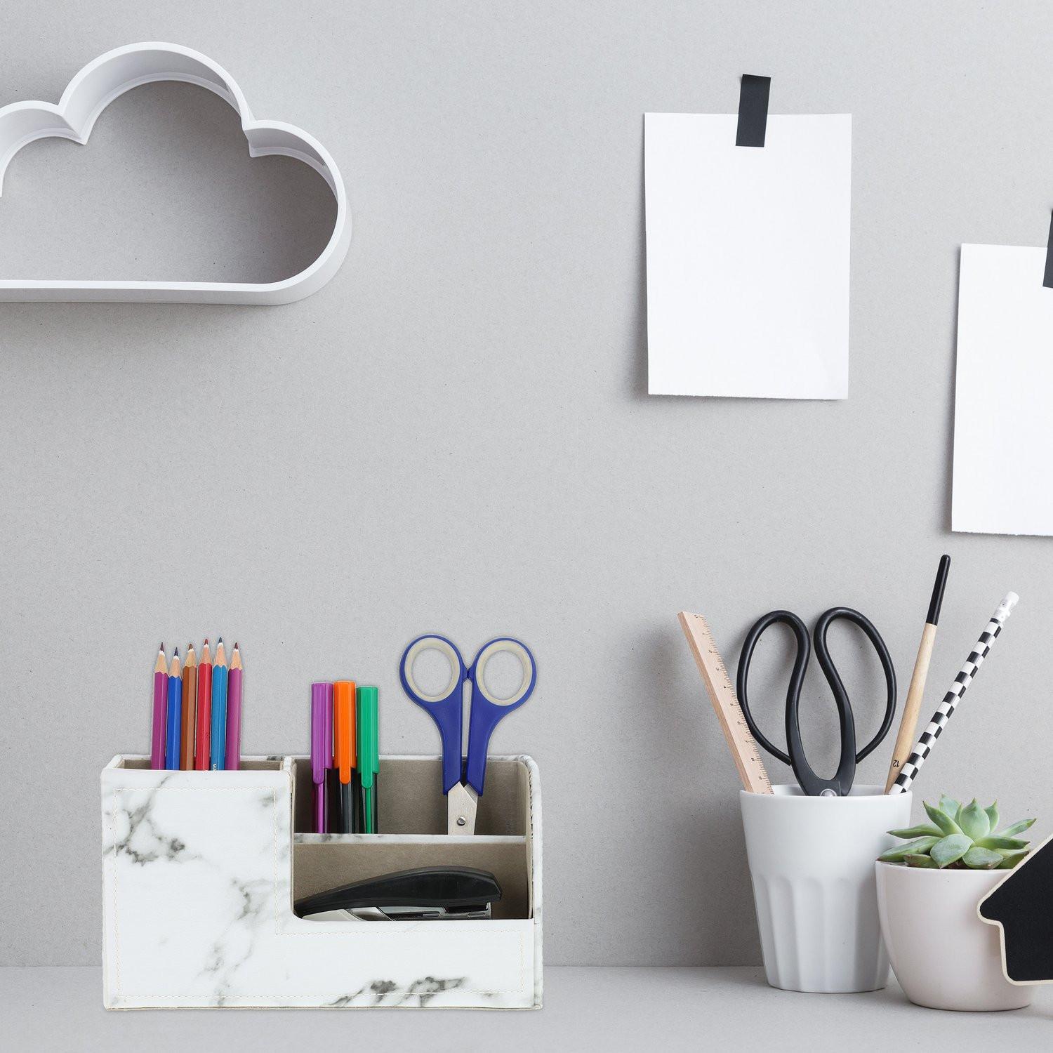 Northix Organizer da scrivania in effetto marmo  