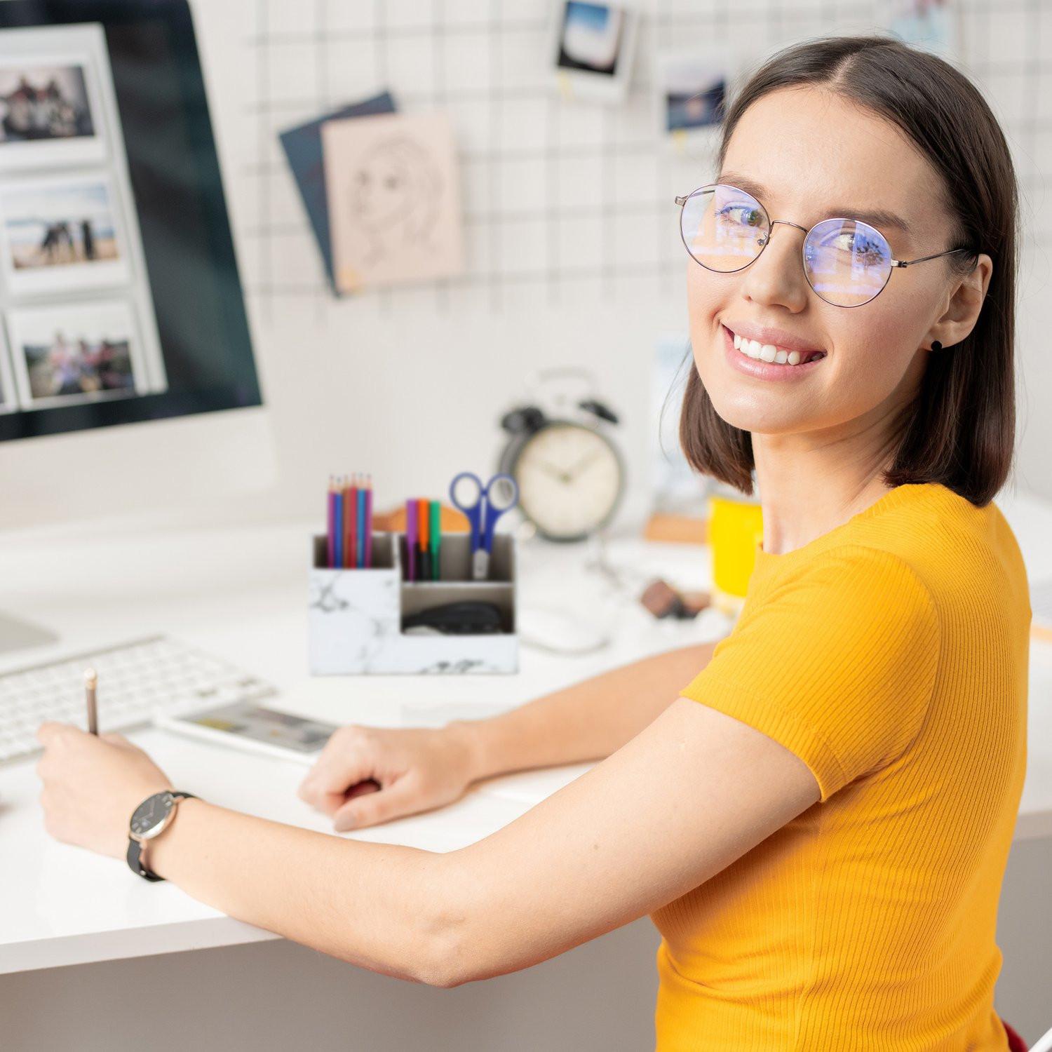 Northix Organizer da scrivania in effetto marmo  