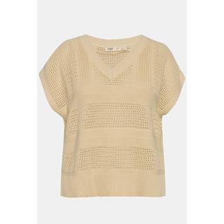 Ulla Popken  Pull sans manches en maille, col en V, coton bio 