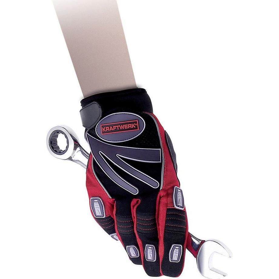 Kraftwerk  KW Mechaniker-Arbeitshandschuhe (M, Grau, Rot, Schwarz) 