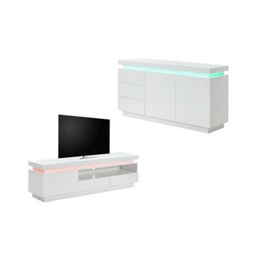 Set EMERSON II Credenza e Mobile TV Bianco laccato Soggiorno luminoso