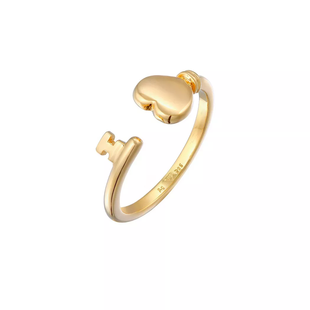 Elli - Ring Herz Schlüssel Liebe Romantik, 54mm, Gold