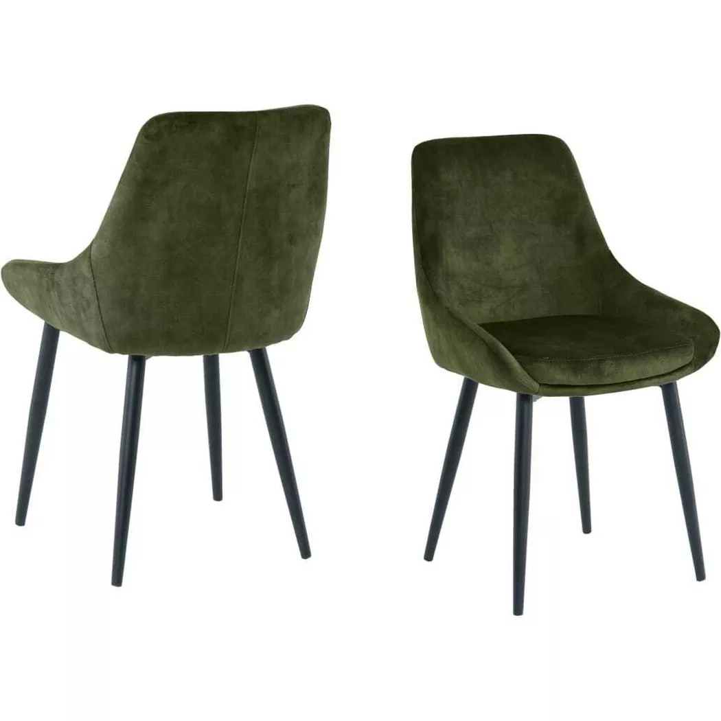mutoni - Chaise de salle à manger Jokra vert (lot de 2), One Size