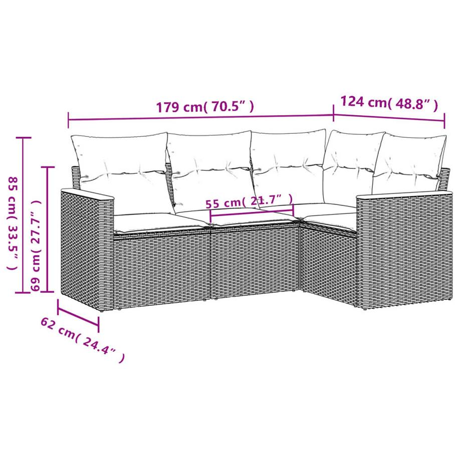 VidaXL Ensemble de canapés de jardin rotin synthétique  