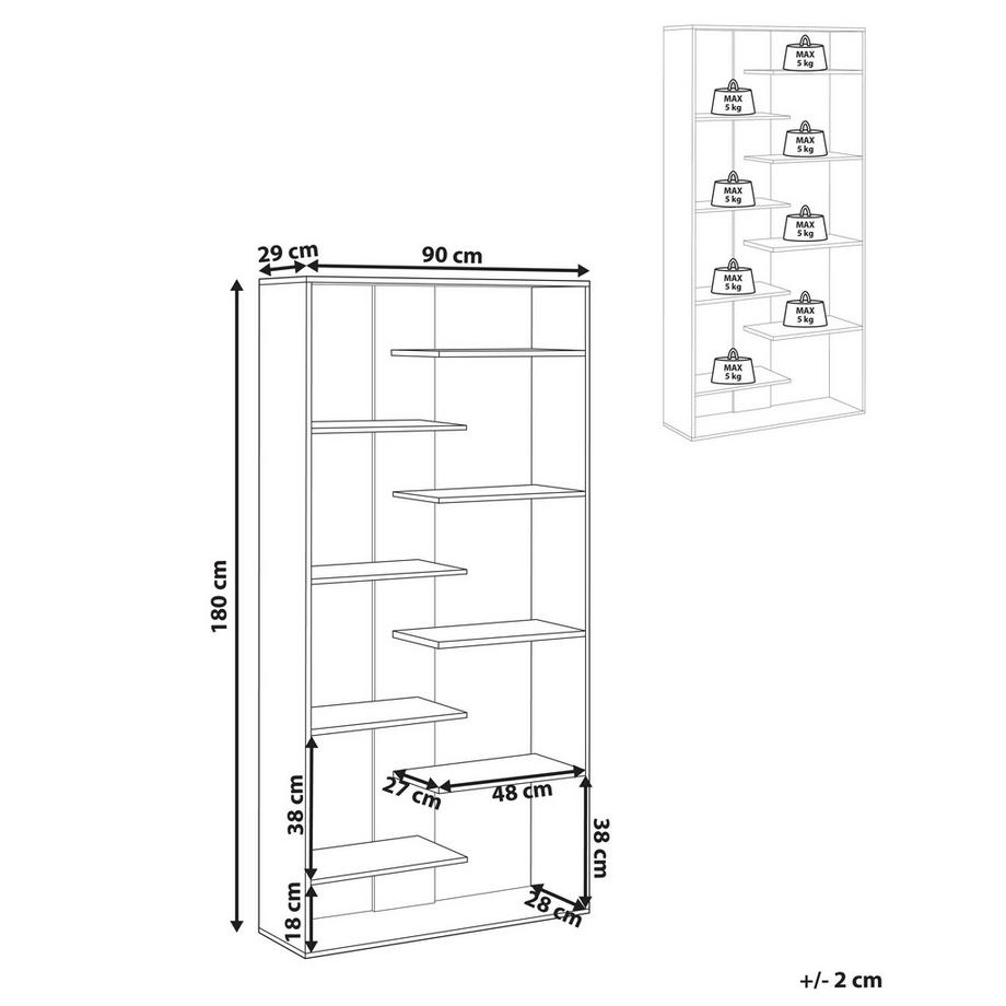 Beliani Bücherregal mit 8 Ebenen aus Faserplatte Skandinavisch FONTAS  