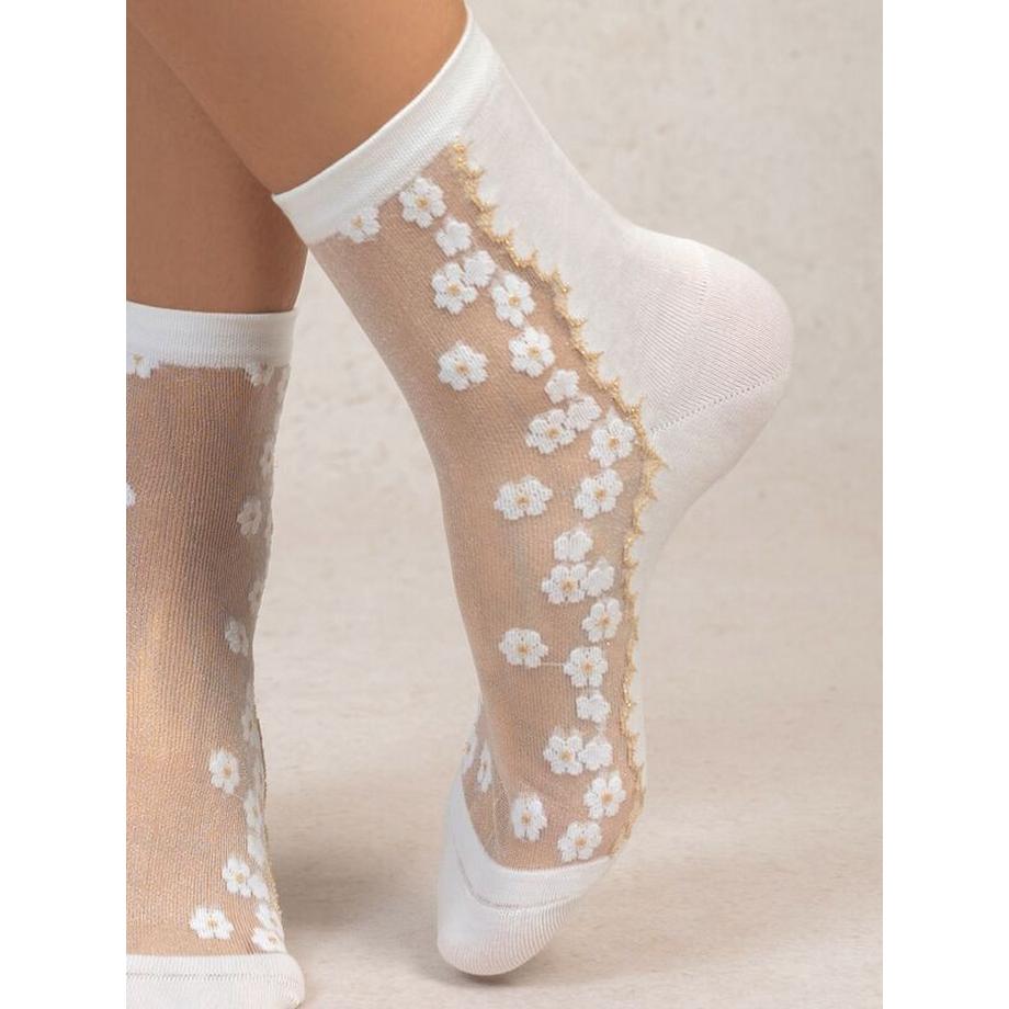 BLEU FORET Transparente Söckchen mit Blumenmuster  