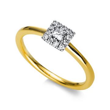 Verlobungsring 750/18K Gelbgold/Weissgold Diamant 0.25ct.