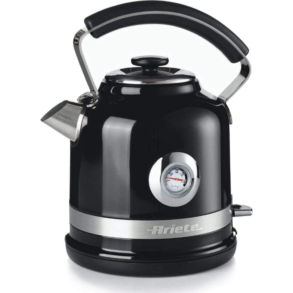 Ariete Ariete 2854 Moderna Bollitore Elettrico, 2000 W, Capacità 1,7 L, 360° Cordless, Sistema di Spegnimento Automatico, Filtro Rimovibile, Livello Acqua Visibile, Termometro, Nero  