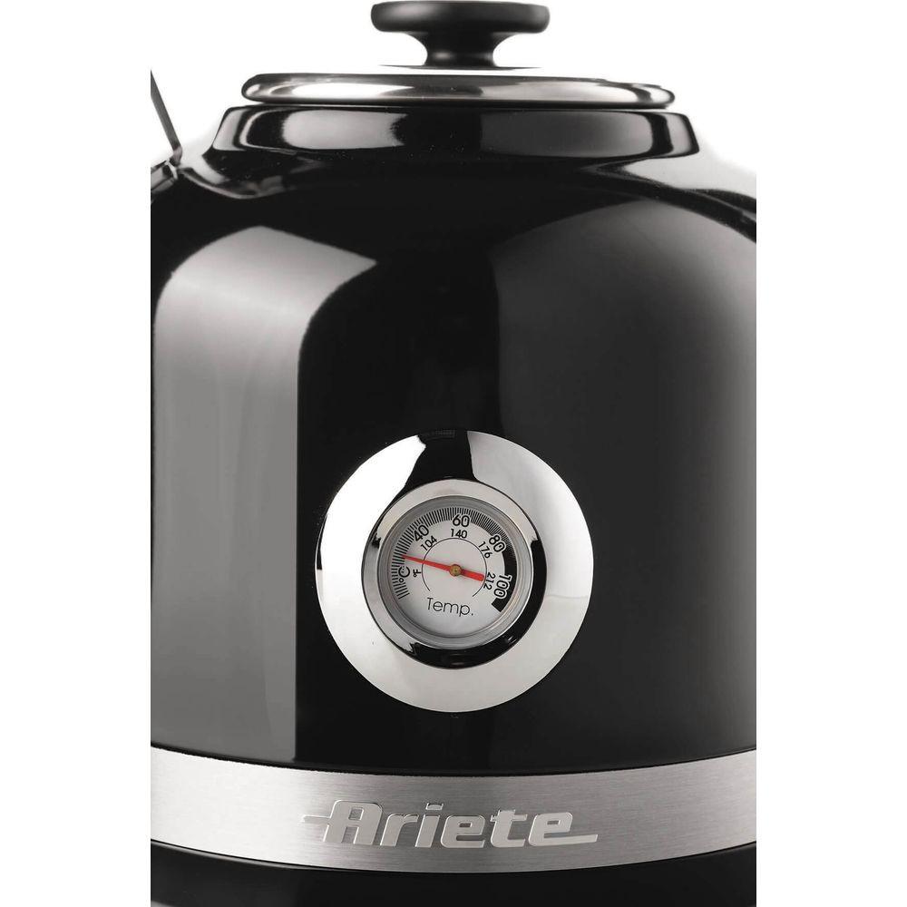 Ariete Ariete 2854 Moderna Bollitore Elettrico, 2000 W, Capacità 1,7 L, 360° Cordless, Sistema di Spegnimento Automatico, Filtro Rimovibile, Livello Acqua Visibile, Termometro, Nero  