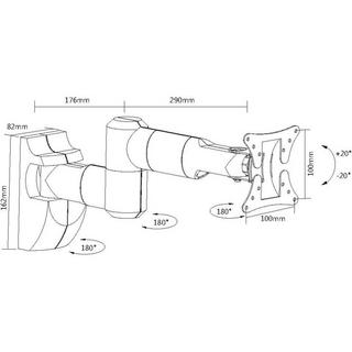 My Wall  Support mural TV H 9-5 SL 10 - 30 (25 - 76 cm, charge jusqu'à 30 kg max., inclinable + pivotant 