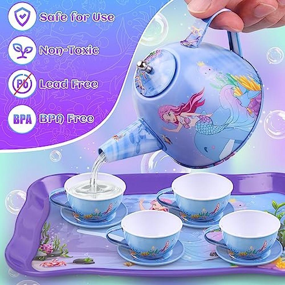 Activity-board  38-teiliges Teeset für Kinder, Spielzeugkoffer (Meerjungfrau) 