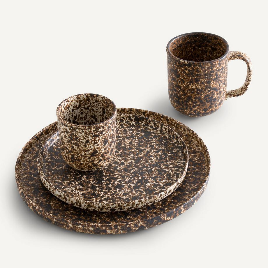 AM.PM Lot de 4 assiettes plates en grès  