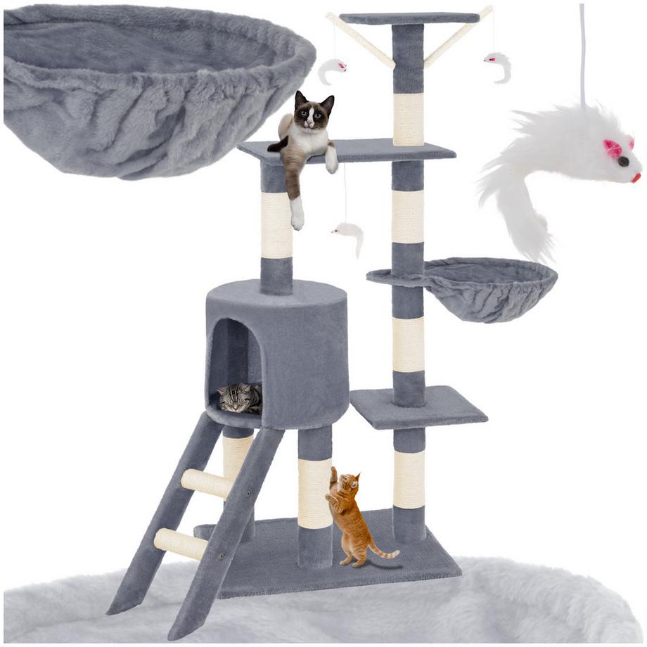 Tectake  Arbre à chat DOMINIQUE 144 cm avec griffoir et plateforme d'escalade 