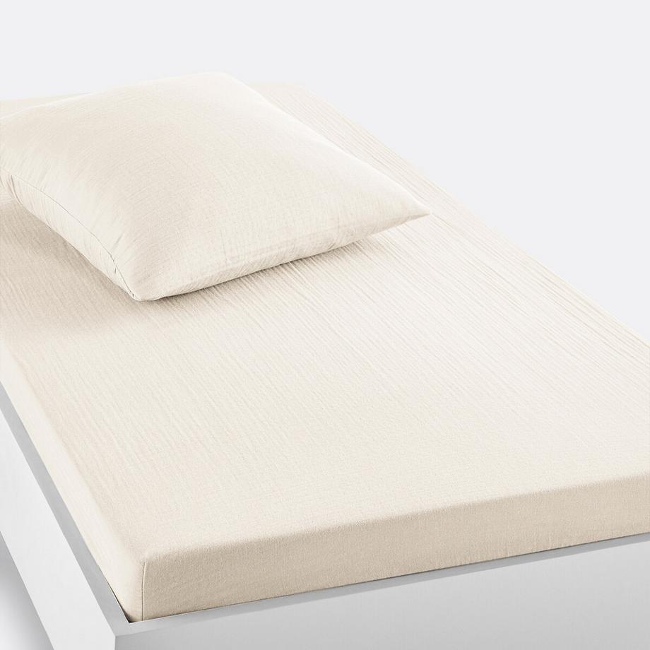 Drap-housse enfant uni gaze de coton