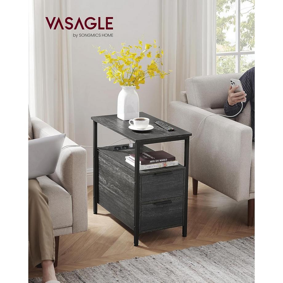 Songmics Beistelltisch mit Steckdosenleiste  