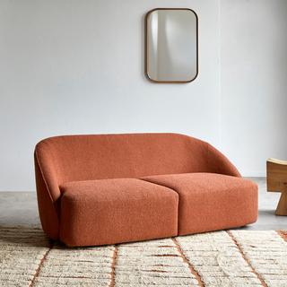 Tikamoon 2-Sitzer-Sofa mit massivem Akazienholzgestell und terracottafarbenem Stoffbezug Soren  