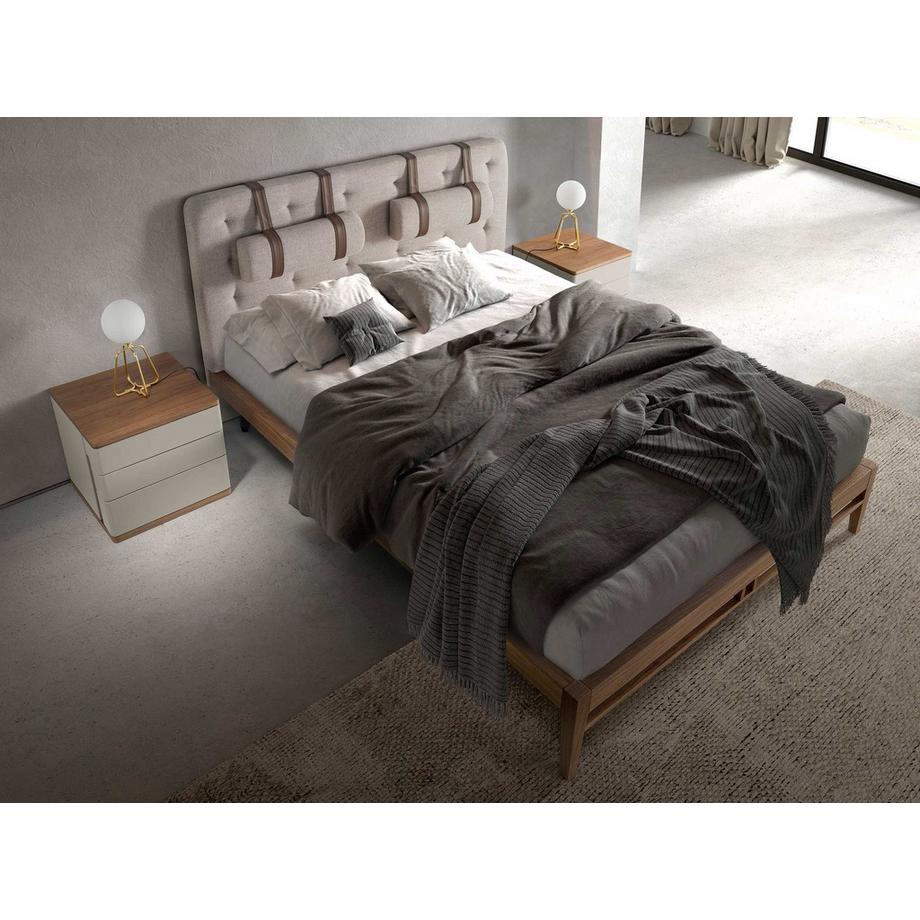 ANGEL CERDA Lit tufté en tissu gris  