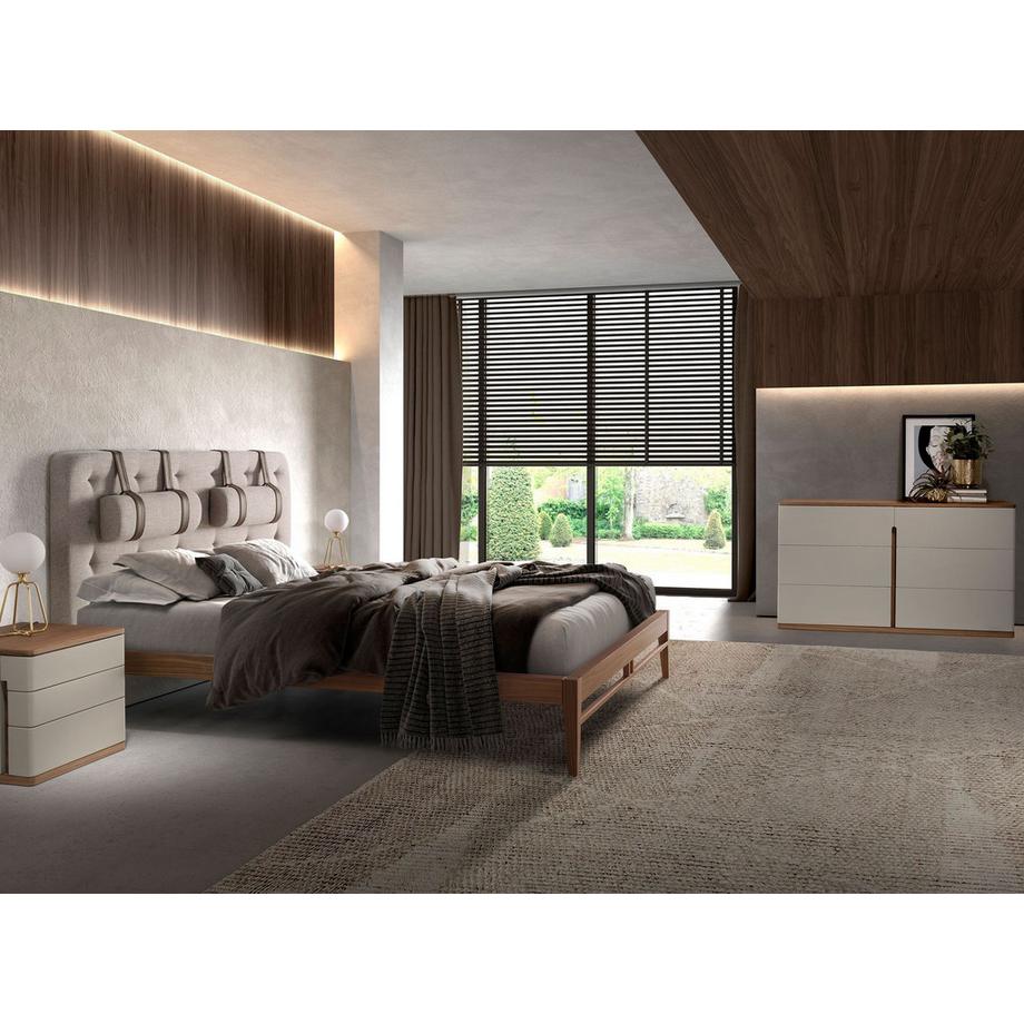 ANGEL CERDA Lit tufté en tissu gris  