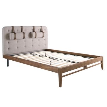 Lit tufté en tissu gris