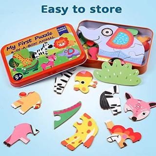 Activity-board  Puzzle 6 en 1 pour enfants, jeu d'animaux en bois, jouet éducatif 
