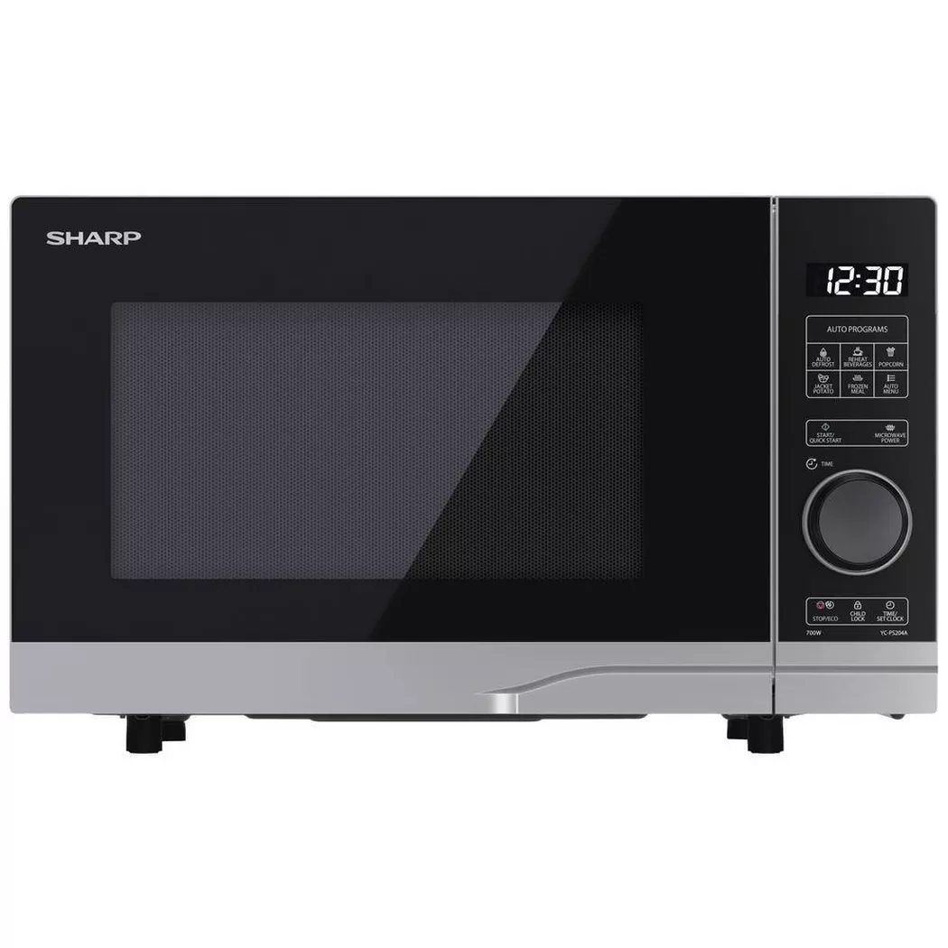 Sharp YCPS204AES microwave Black, Silver Solo microwave Countertop 20 L 700 W