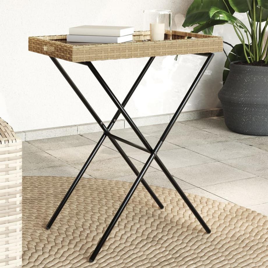 VidaXL Table à plateau pliante rotin synthétique  