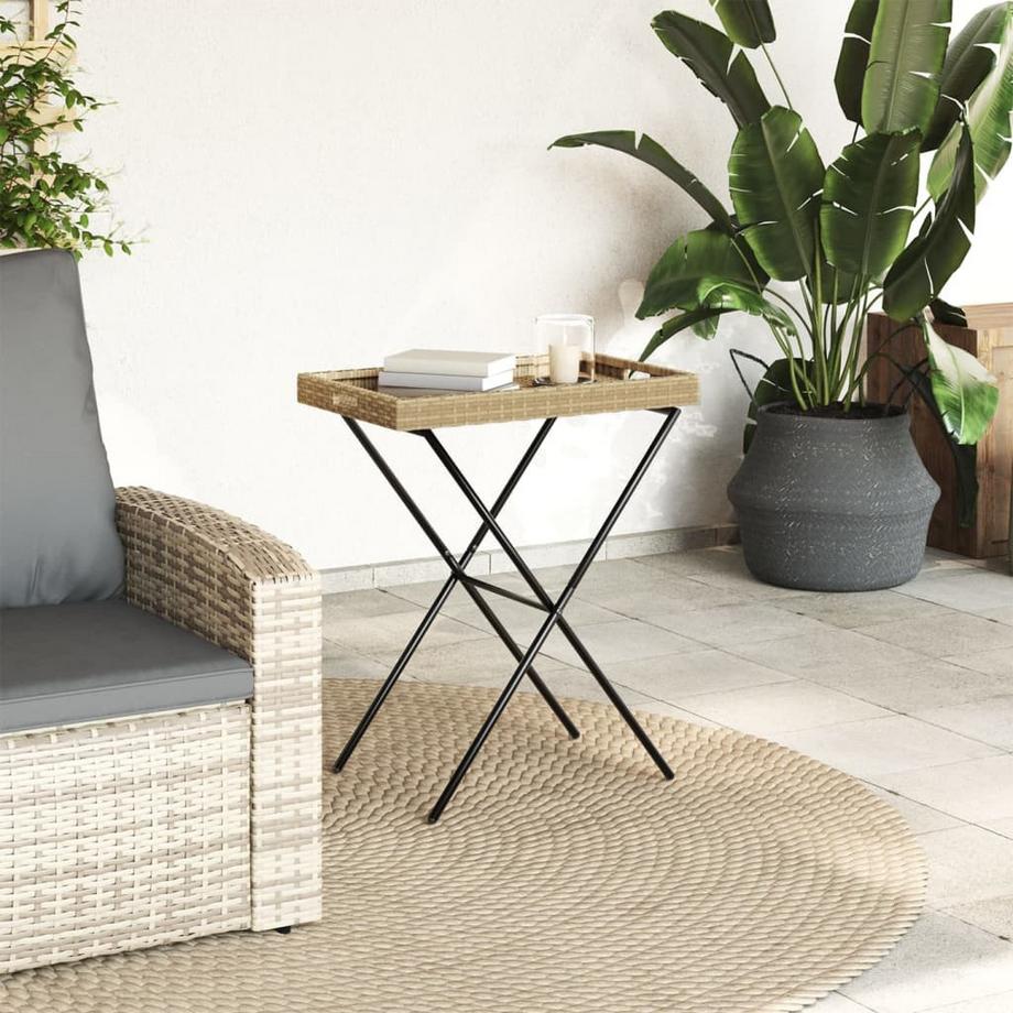 VidaXL Table à plateau pliante rotin synthétique  