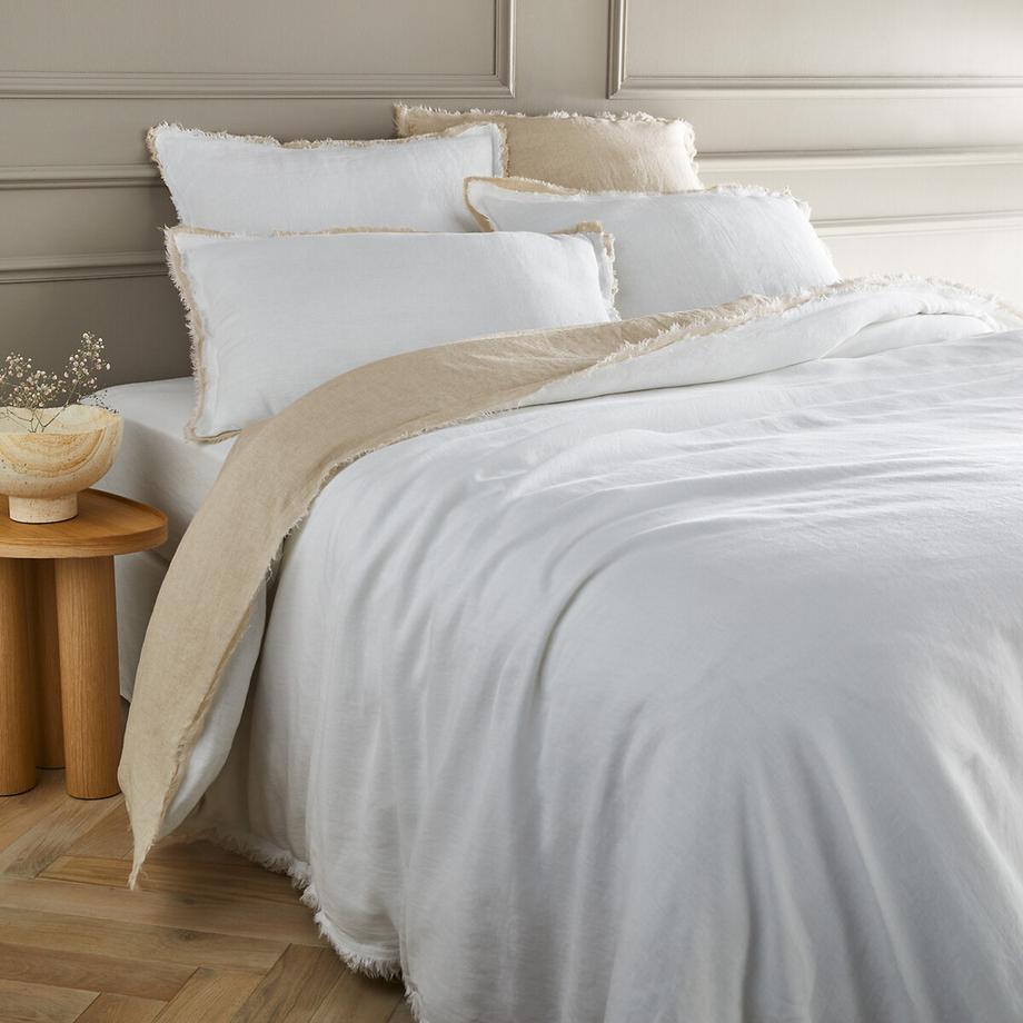 Bettdeckenbezug aus gewaschenem Leinen mit doppelten Fransen Alhanasia