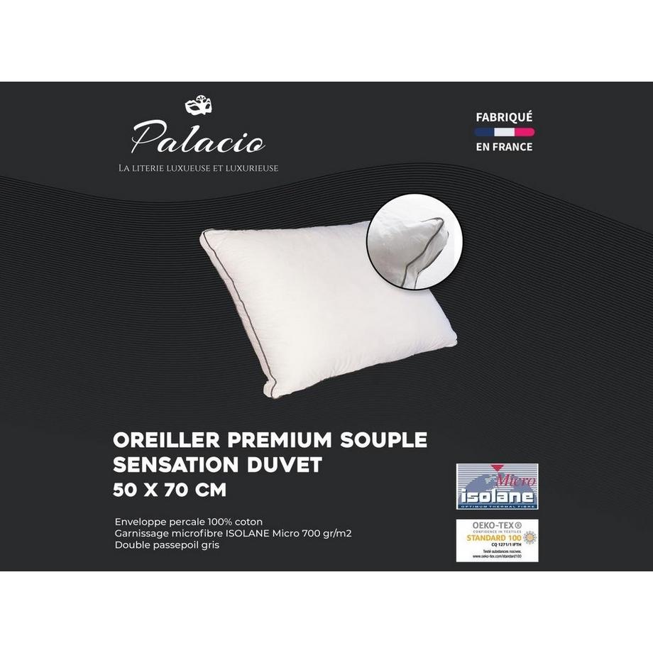 Vente-unique Cuscino Traspirante Set da 2 700g Percalle di Cotone Bianco  