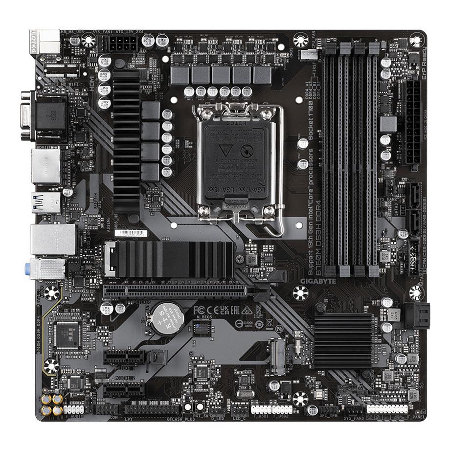 Gigabyte  B760M DS3H DDR4 Motherboard - Unterstützt Intel Core 14. Generation CPUs, 6+2+1 Phasen Digital VRM, bis zu 5333MHz DDR4 (OC), 2xPCIe 4.0 M.2, 2.5GbE LAN, USB 3.2 Gen2 