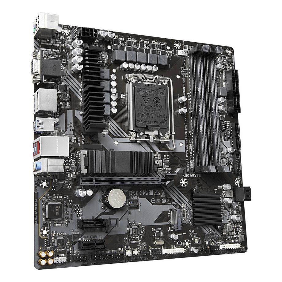 Gigabyte  B760M DS3H DDR4 Motherboard - Unterstützt Intel Core 14. Generation CPUs, 6+2+1 Phasen Digital VRM, bis zu 5333MHz DDR4 (OC), 2xPCIe 4.0 M.2, 2.5GbE LAN, USB 3.2 Gen2 